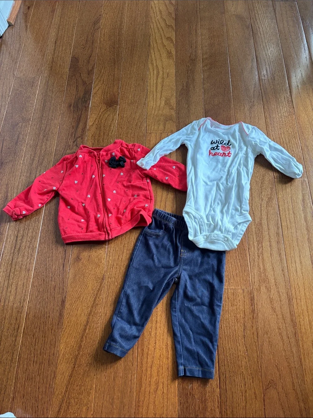 Toddler Red Heart Jacket & Navy Leggings Matching Set -